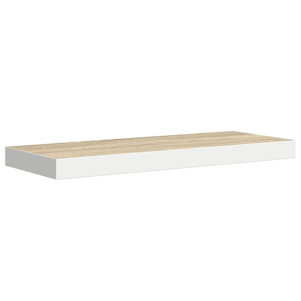 vidaXL Schweberegal Eichen-Optik und Wei&szlig; 60x23,5x3,8 cm MDF