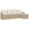 vidaXL Sofa Set mit Kissen 5 pcs Beige und Creme Poly-Rattan