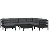 vidaXL 8-tlg. Garten-Lounge-Set mit Kissen Schwarz Kiefer Massivholz