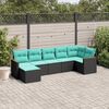 vidaXL 7-teiliges Gartensofa-Set mit Kissen, schwarzes Polyrattan