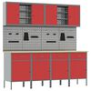 vidaXL Werkbank 10 Stk. Rot und Grau Ingenieure Holz und Stahl