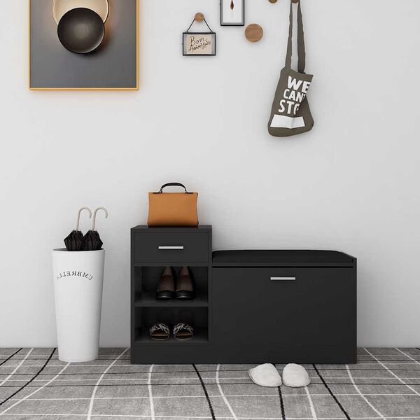 vidaXL Schuhbank Schwarz 94,5x31x57 cm Holzwerkstoff