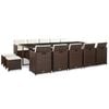 vidaXL 15-tlg. Garten-Essgruppe mit Auflagen Poly Rattan Braun