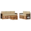 vidaXL Outdoor-Sofagarnitur 6 stk. Natur und Beige Massivholz Akazie