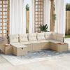 vidaXL Gartensofa-set mit Kissen mit Speicher 7 pcs Beige Poly-Rattan