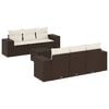 vidaXL 7-tlg. Garten-Sofagarnitur mit Kissen Braun Poly Rattan