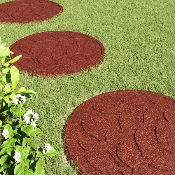 vidaXL Gehwegstein 6 pcs Rot &Oslash; 44 x 2 cm Gummi