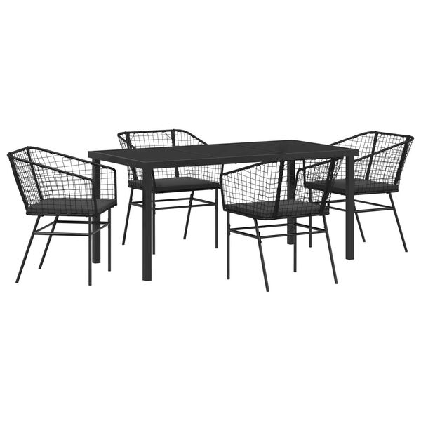 vidaXL Garten Essgruppe 5 pcs Schwarz Poly-Rattan