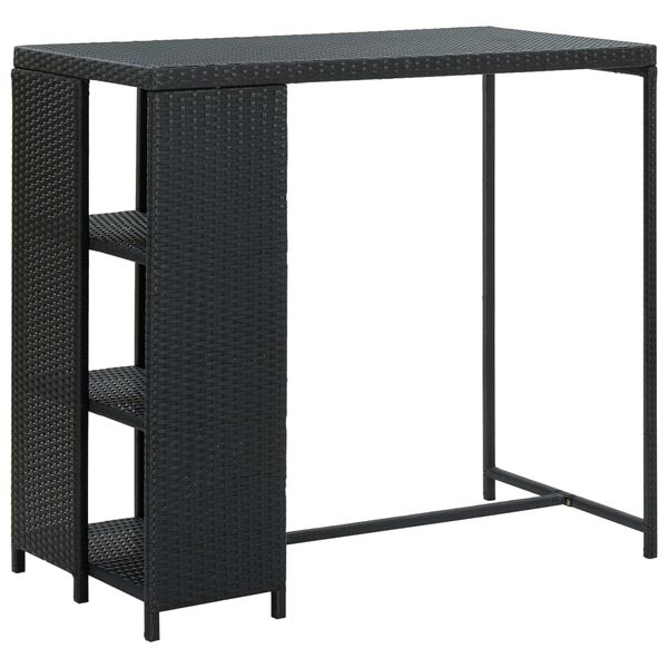 vidaXL Bartisch mit Regal Schwarz 120x60x110 cm Poly Rattan