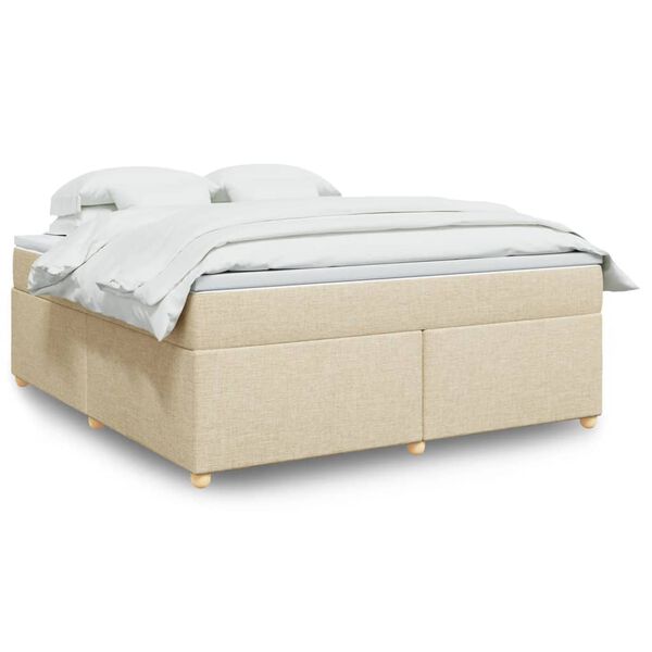 vidaXL Boxspringbett mit Matratze Creme 180x200 cm Stoff