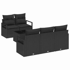 vidaXL Sofa Set 6 stk. 5-Sitzanzahl Schwarz Poly Rattan