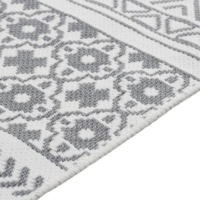 vidaXL Teppich Grau und Weiß 160x230 cm Baumwolle