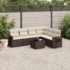 vidaXL 7-tlg. Garten-Sofagarnitur mit Kissen Braun Poly Rattan