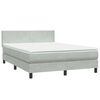 vidaXL Boxspringbett mit Matratze & LED Hellgrau 140x210 cm Samt