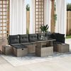 vidaXL Garten-Sofa-Set mit Kissen mit Speicher 8 pcs Grau Poly Rattan