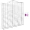 vidaXL Gabionen mit Hochbogen 5 Stk. 200x30x200/220cm Verzinktes Eisen