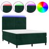 vidaXL Boxspringbett mit Matratze & LED Dunkelgr&uuml;n 140x190 cm Samt