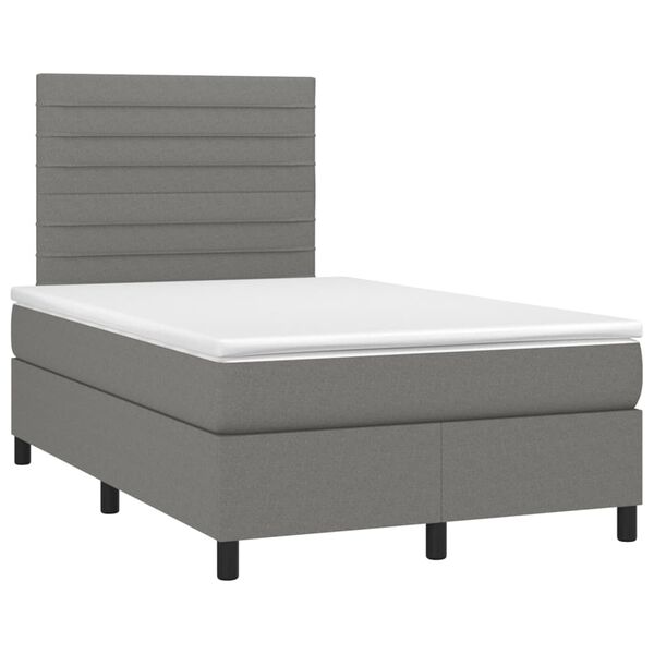 vidaXL Boxspringbett mit Matratze & LED Dunkelgrau 120x190 cm Stoff