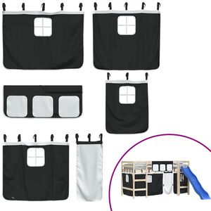 vidaXL Vorh&auml;nge f&uuml;r Hochbett Wei&szlig; und Schwarz Polyester