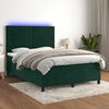vidaXL Boxspringbett mit Matratze & LED Dunkelgr&uuml;n 140x190 cm Samt
