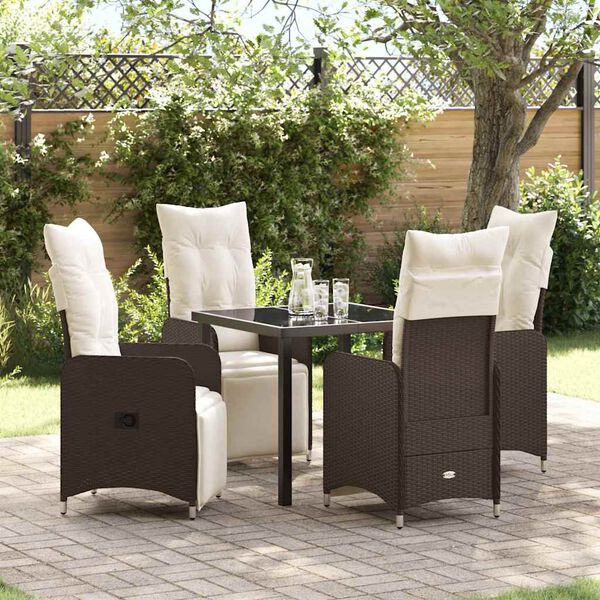 vidaXL Garten Essgruppe mit Kissen 5 pcs Braun Poly Rattan