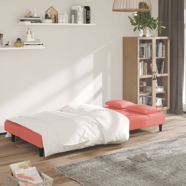 vidaXL Schlafsofa 2-Sitzer mit 2 Kissen Rosa Samt