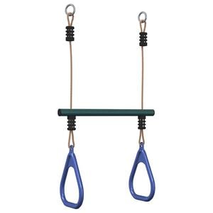 vidaXL Trapezstange mit Turnringen f&uuml;r Kinder Blau Dunkelgr&uuml;n Stahl