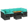 vidaXL 8-tlg. Garten-Sofagarnitur mit Kissen Schwarz Poly Rattan
