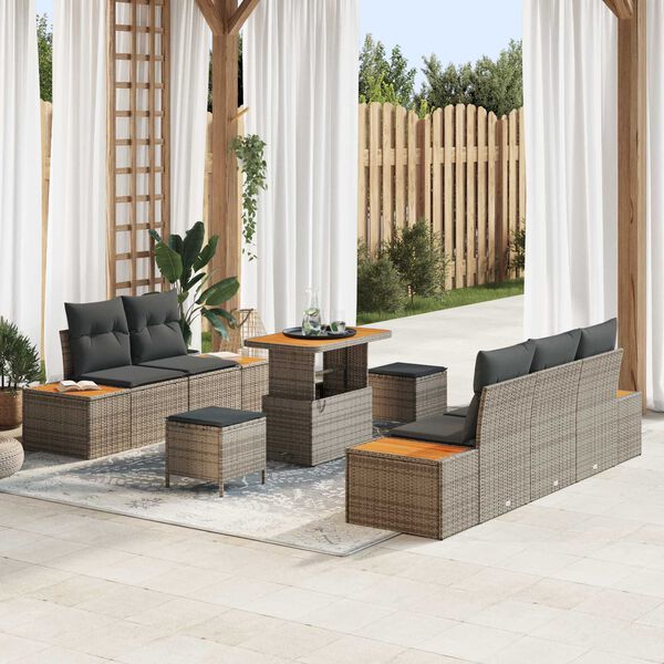 vidaXL Gartensofa-set 8 pcs Grau Poly-Rattan