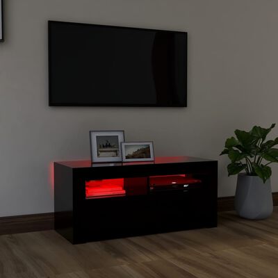 vidaXL TV-Schrank mit LED-Beleuchtung Schwarz 90x35x40 cm