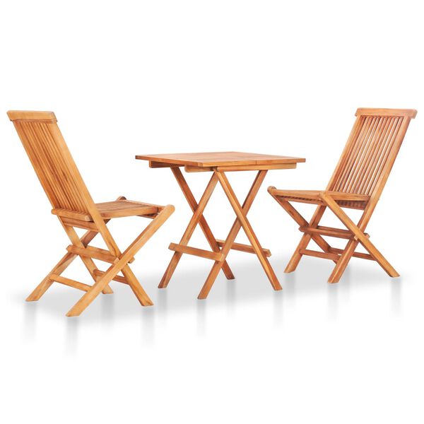 vidaXL 3-tlg. Bistro-Set mit Taupe Kissen Massivholz Teak