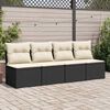 vidaXL 2-tlg. Garten-Sofagarnitur mit Kissen Schwarz Poly Rattan