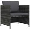vidaXL Gartensofa mit Kissen Grau Poly Rattan
