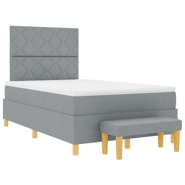 vidaXL Boxspringbett mit Matratze Hellgrau 120 x 190 cm Stoff