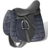 vidaXL Pferdereiten Sattelset 17,5" echtes Leder schwarz 18 cm 5-in-1