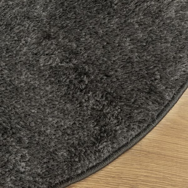 vidaXL Teppich ISTAN Hochflor Glänzend Anthrazit Ø 80 cm