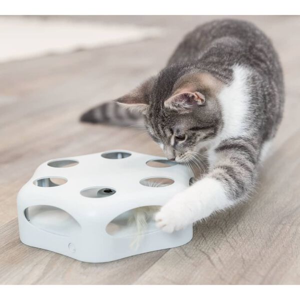 TRIXIE Katzenspielzeug Turning Feather Grau