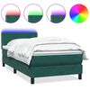 vidaXL Boxspringbett mit Matratze & LED Dunkelgr&uuml;n 90x220 cm Samt