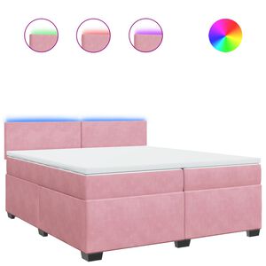 vidaXL Boxspringbett mit Matratze Rosa 200x200 cm Samt
