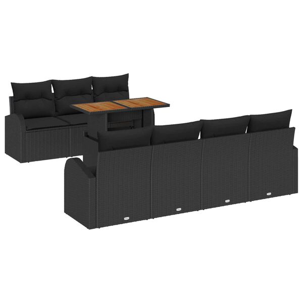 vidaXL Garten-Sofa-Set mit Kissen 8 pcs Schwarz