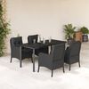 vidaXL 5-tlg. Garten-Essgruppe mit Kissen Schwarz Poly Rattan