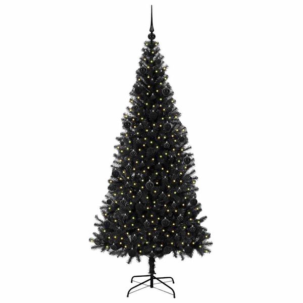 vidaXL Weihnachtsbaum mit 300 LEDs mit St&auml;nder Schwarz 210 cm PVC