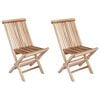 vidaXL Klappbarer Gartenstuhl 2 Stk. Natur Massivholz Teak