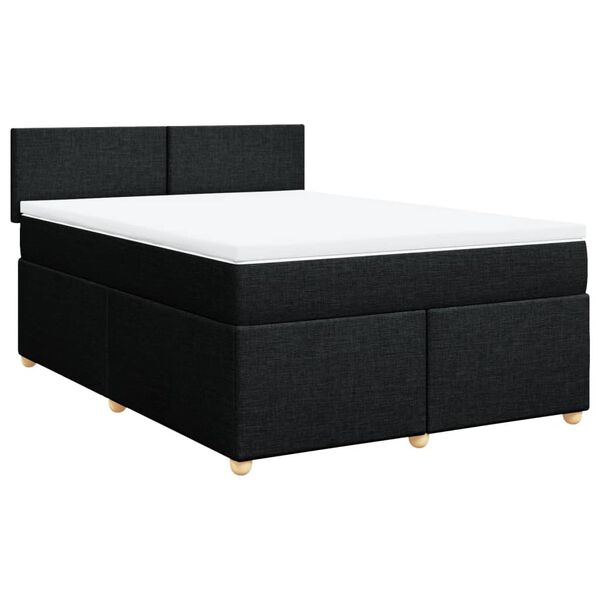 vidaXL Boxspringbett mit Matratze Schwarz 160x200 cm Stoff