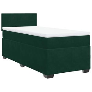 vidaXL Boxspringbett mit Matratze Dunkelgr&uuml;n 90x200 cm Samt