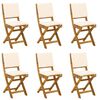vidaXL Au&szlig;en Bistro-St&uuml;hle mit Kissen 6 pcs Cremewei&szlig; 38 x 46 x 85 cm