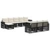 vidaXL Gartensofa-set 10 Stk. Schwarz und Cremewei&szlig; Poly-Rattan