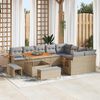 vidaXL Garten-Sofa-Set mit Kissen mit Speicher Beige Poly Rattan