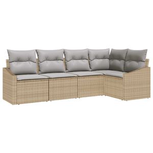 vidaXL Gartensofa-set 5 stk. Beige und Hellgrau Poly-Rattan