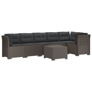 vidaXL 6-Sitzer Garten Sofa mit Kissen Rattan Look PP Hellgrau
